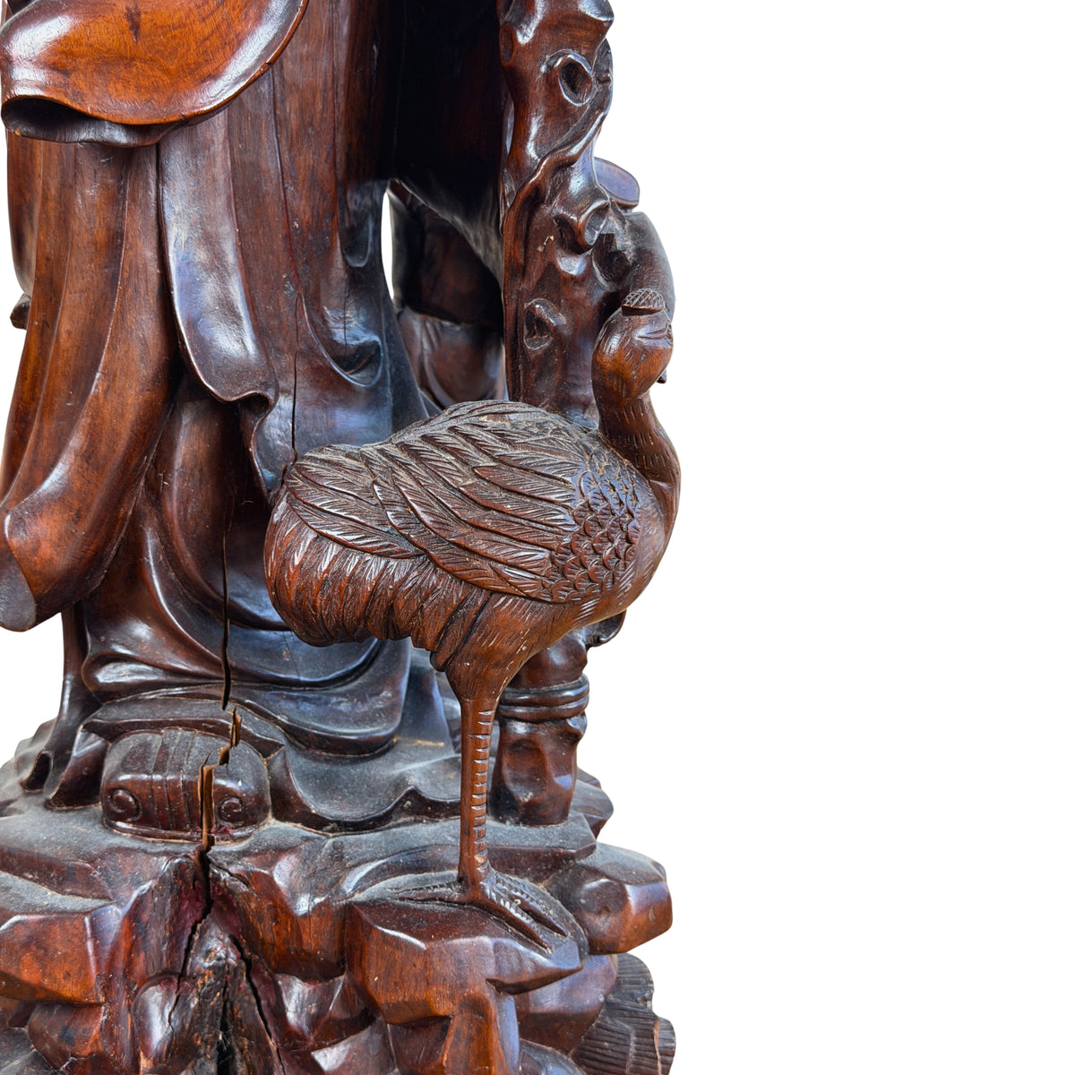 Kraanvogel naast de mantel van Shou Lao, detail
