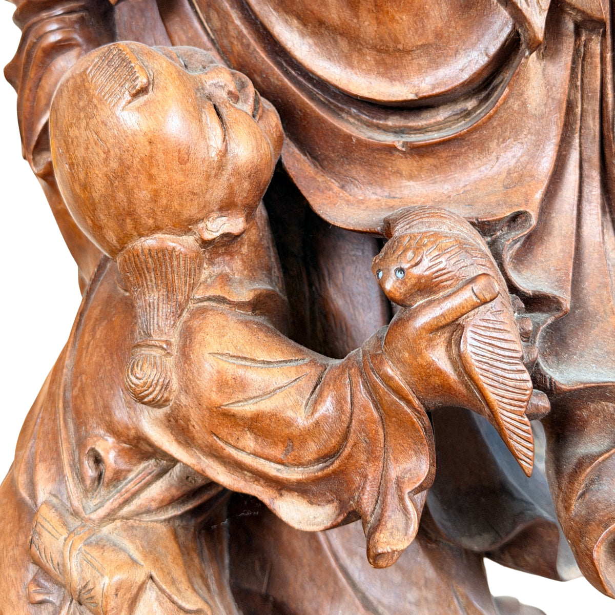 Figuurtje bij de perziken, close-up