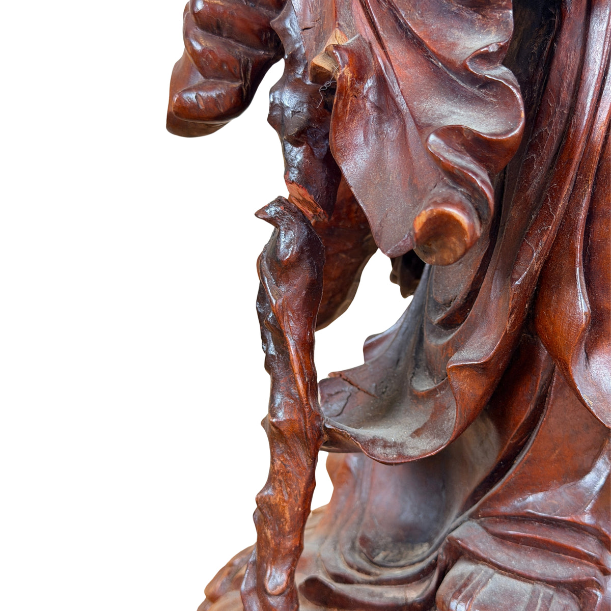 Gewaad en onderkant van de staf, detail