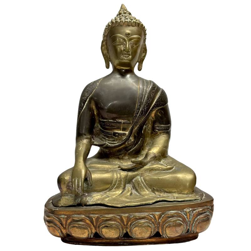 Sino Tibetaans boeddha beeld brons bhumisparsha mudra traditioneel gegoten beeld