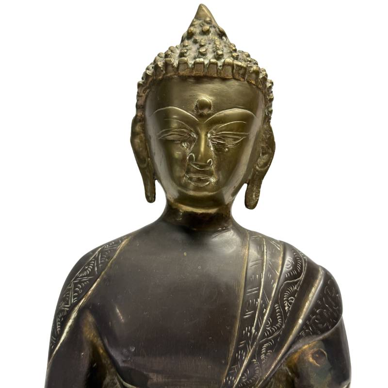 Sino Tibetaans bronzen boeddhabeeld bhumisparsha mudra antiek devotiebeeld