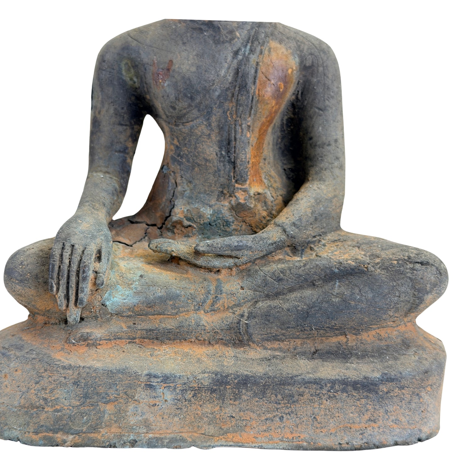 Antieke vergulde bronzen Ayutthaya Boeddha, Thailand, 17e–vroege 18e eeuw, SKU 740 – opname 3