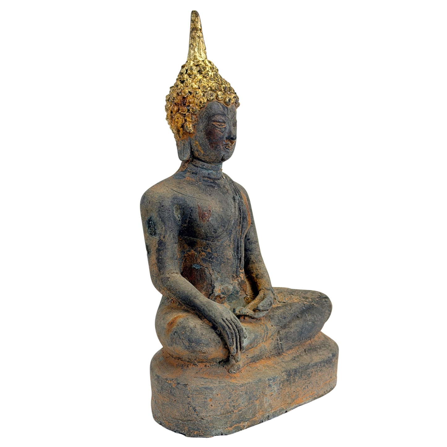 Antieke vergulde bronzen Ayutthaya Boeddha, Thailand, 17e–vroege 18e eeuw, SKU 740 – opname 4