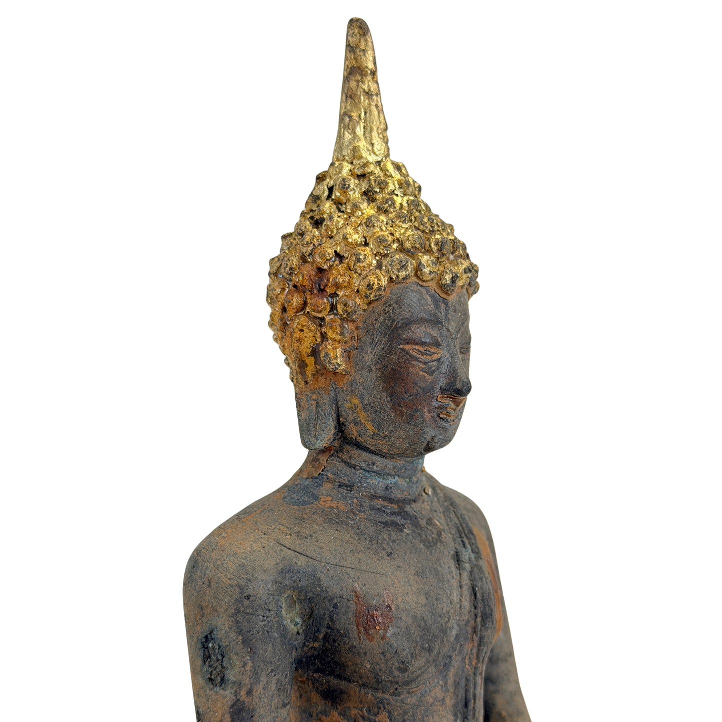 Antieke vergulde bronzen Ayutthaya Boeddha, Thailand, 17e–vroege 18e eeuw, SKU 740 – opname 5