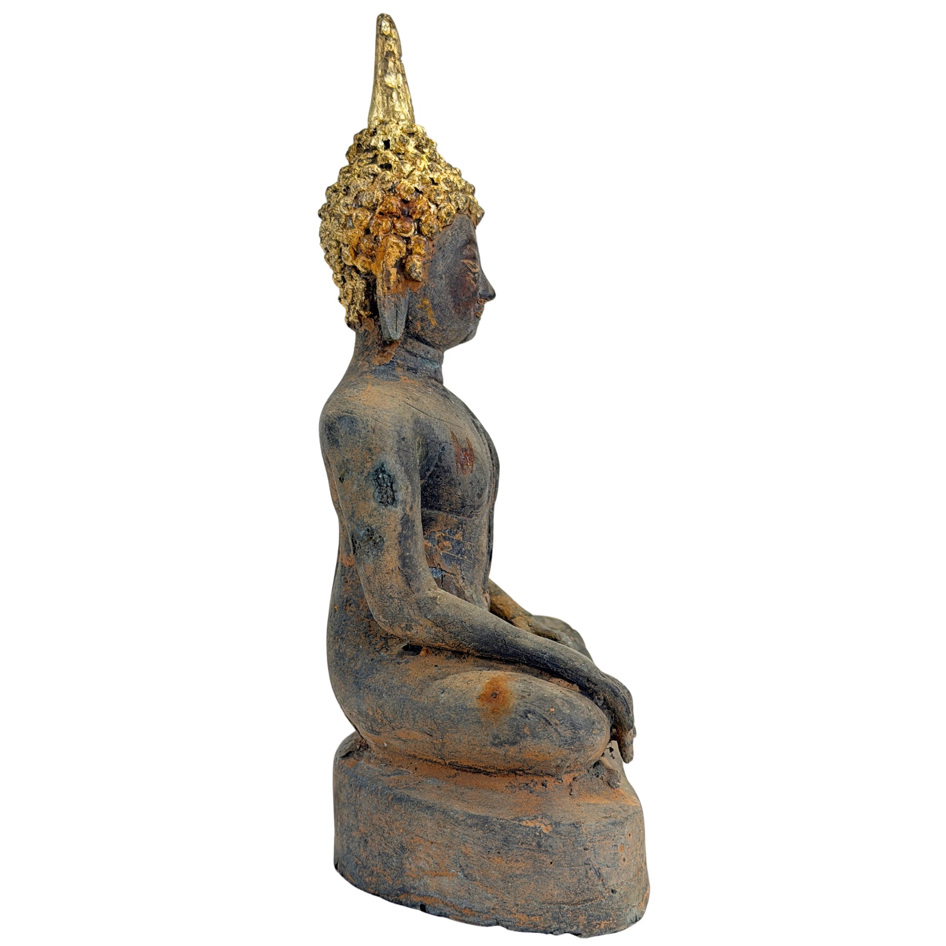 Antieke vergulde bronzen Ayutthaya Boeddha, Thailand, 17e–vroege 18e eeuw, SKU 740 – opname 7
