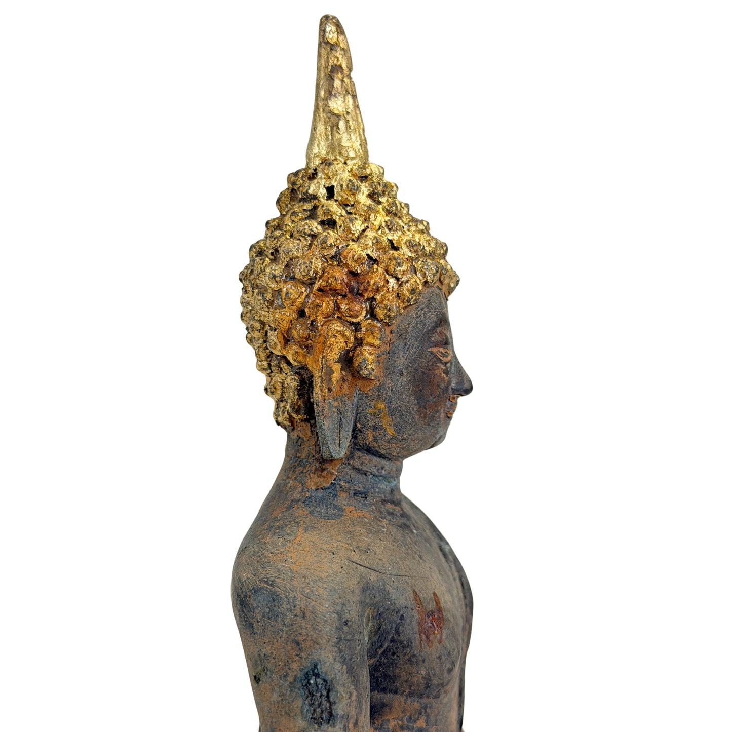 Antieke vergulde bronzen Ayutthaya Boeddha, Thailand, 17e–vroege 18e eeuw, SKU 740 – opname 8