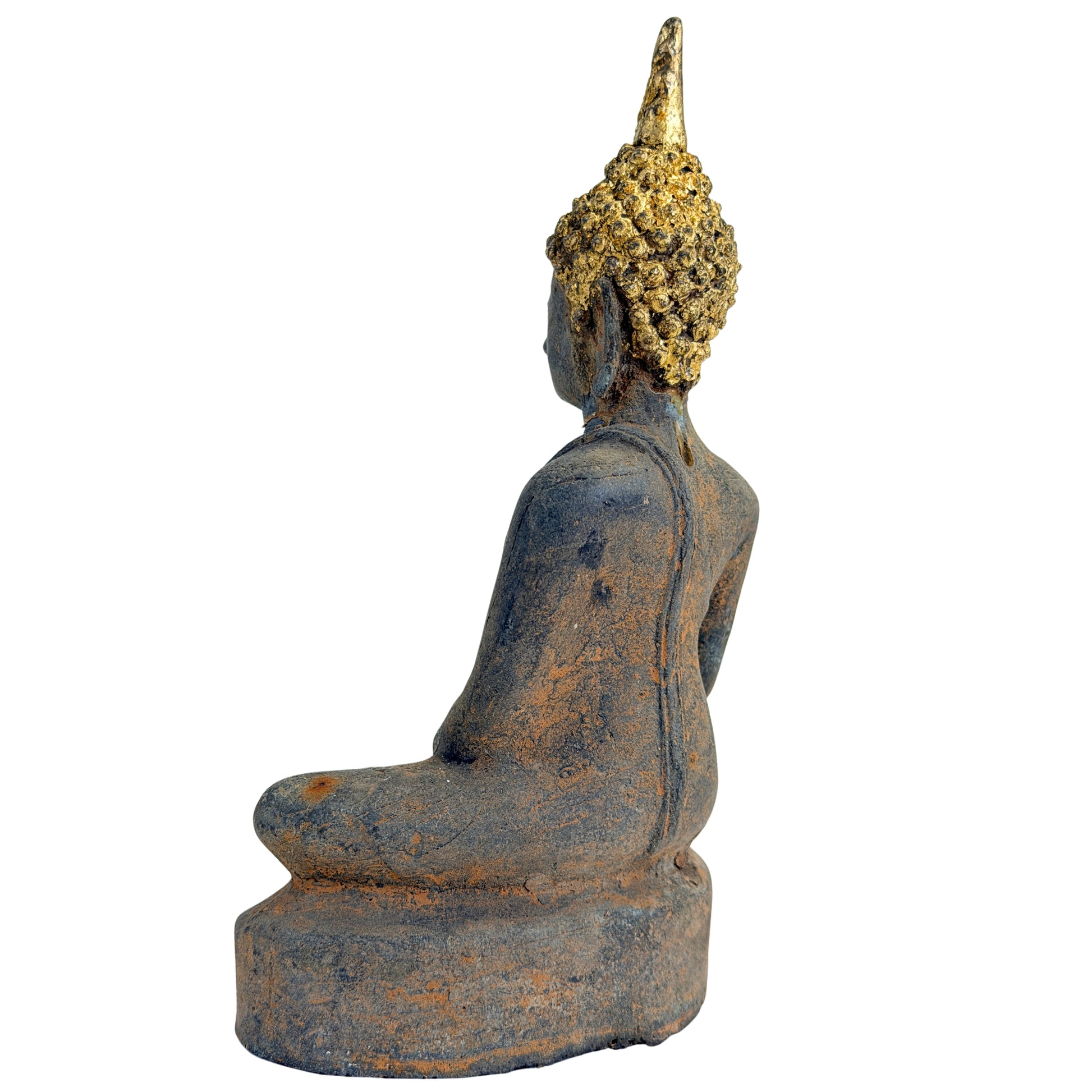 Antieke vergulde bronzen Ayutthaya Boeddha, Thailand, 17e–vroege 18e eeuw, SKU 740 – opname 11