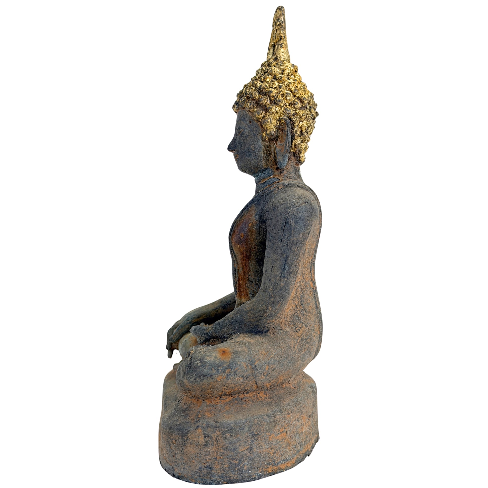 Antieke vergulde bronzen Ayutthaya Boeddha, Thailand, 17e–vroege 18e eeuw, SKU 740 – opname 12