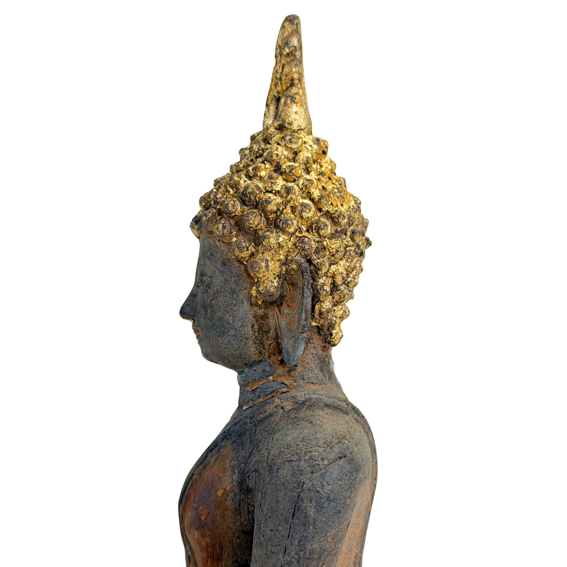 Antieke vergulde bronzen Ayutthaya Boeddha, Thailand, 17e–vroege 18e eeuw, SKU 740 – opname 13