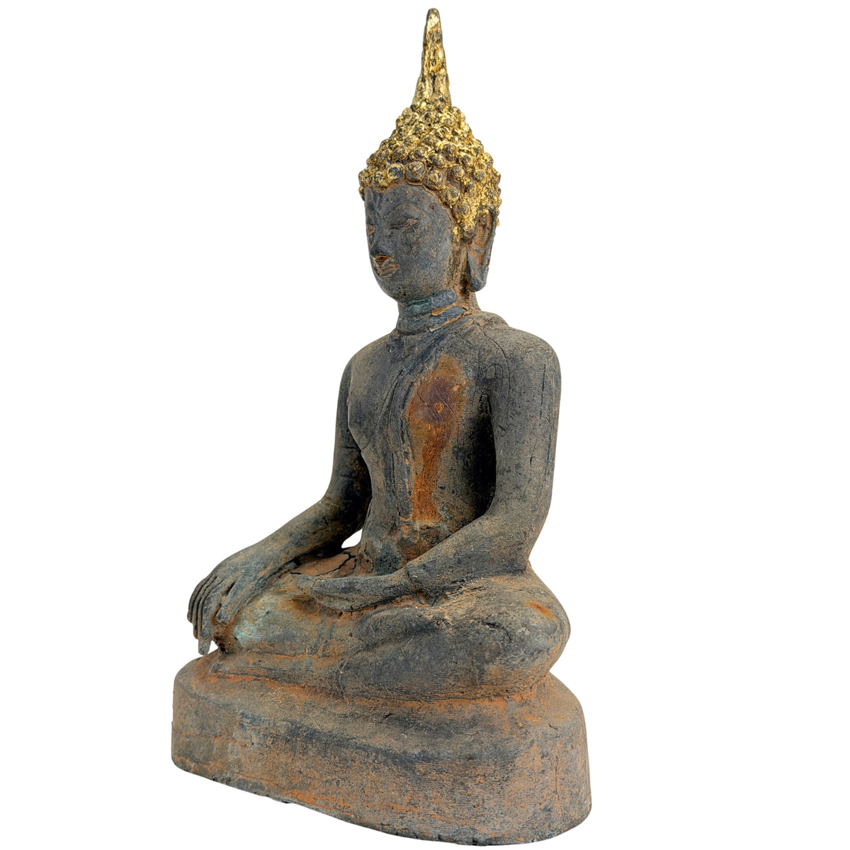 Antieke vergulde bronzen Ayutthaya Boeddha, Thailand, 17e–vroege 18e eeuw, SKU 740 – opname 14