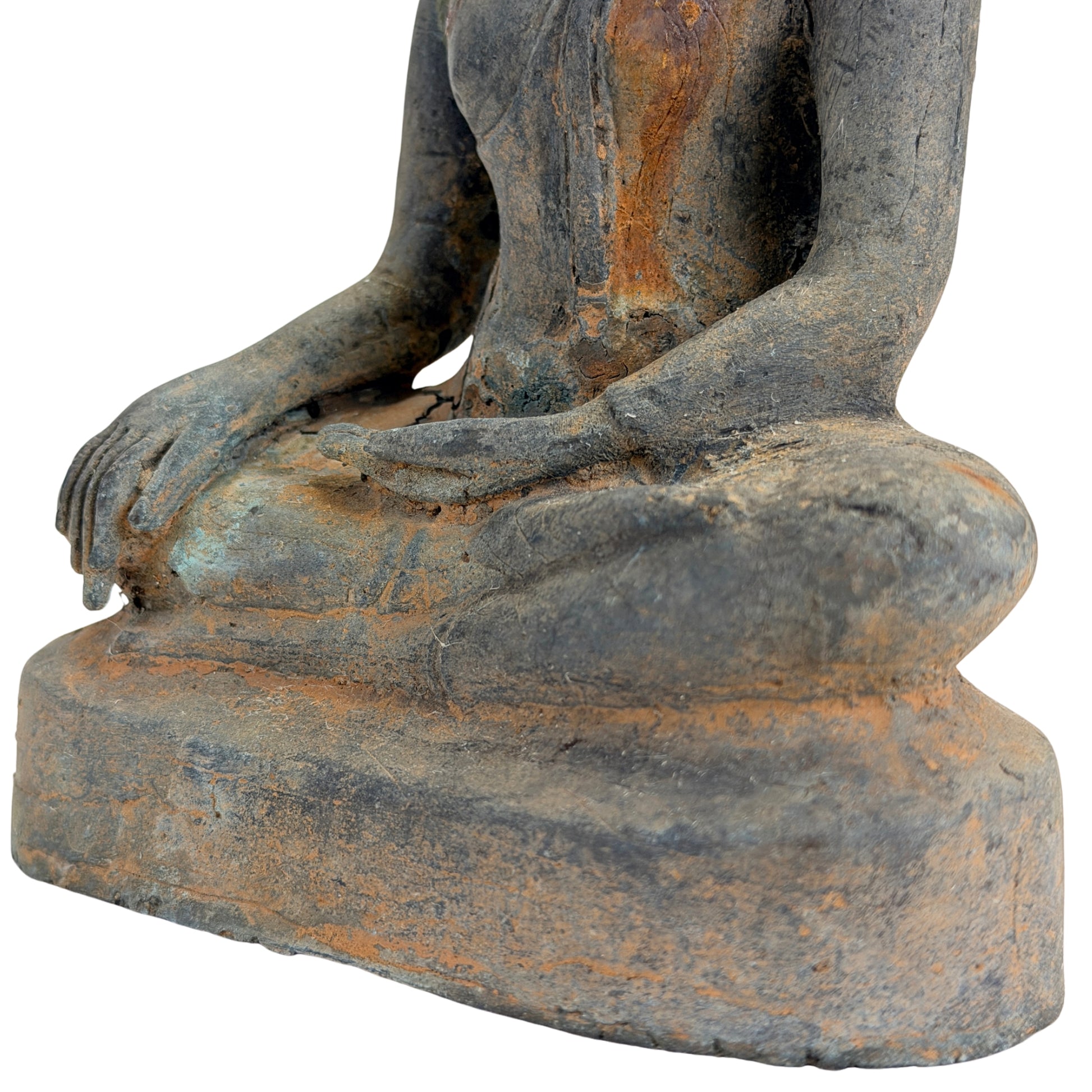 Antieke vergulde bronzen Ayutthaya Boeddha, Thailand, 17e–vroege 18e eeuw, SKU 740 – opname 16