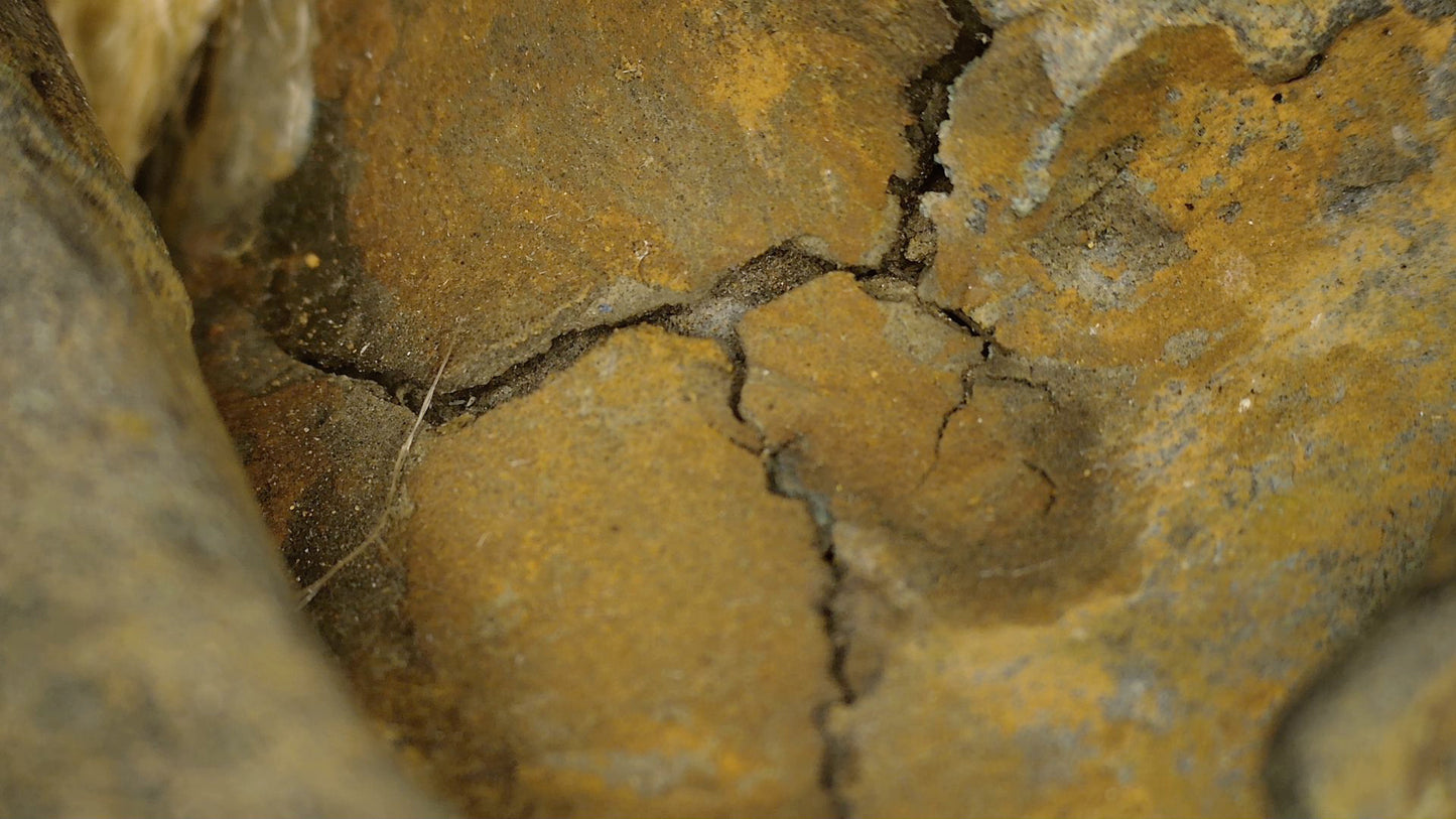 Macrodetail van vergulding, laklaag, patina en conditie van Ayutthaya Boeddha, SKU 740 – detail 6