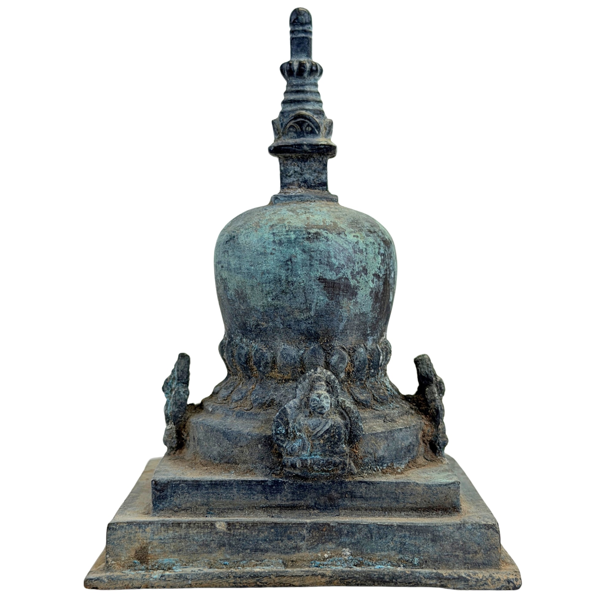 SKU 745 – bronzen Pala-votiefstupa uit Oost-India, vooraanzicht, ca. 10e–12e eeuw