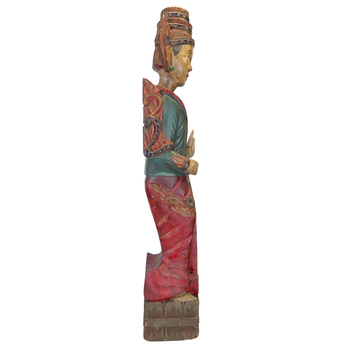 Spirituele beschermfiguur uit Myanmar met originele polychromie