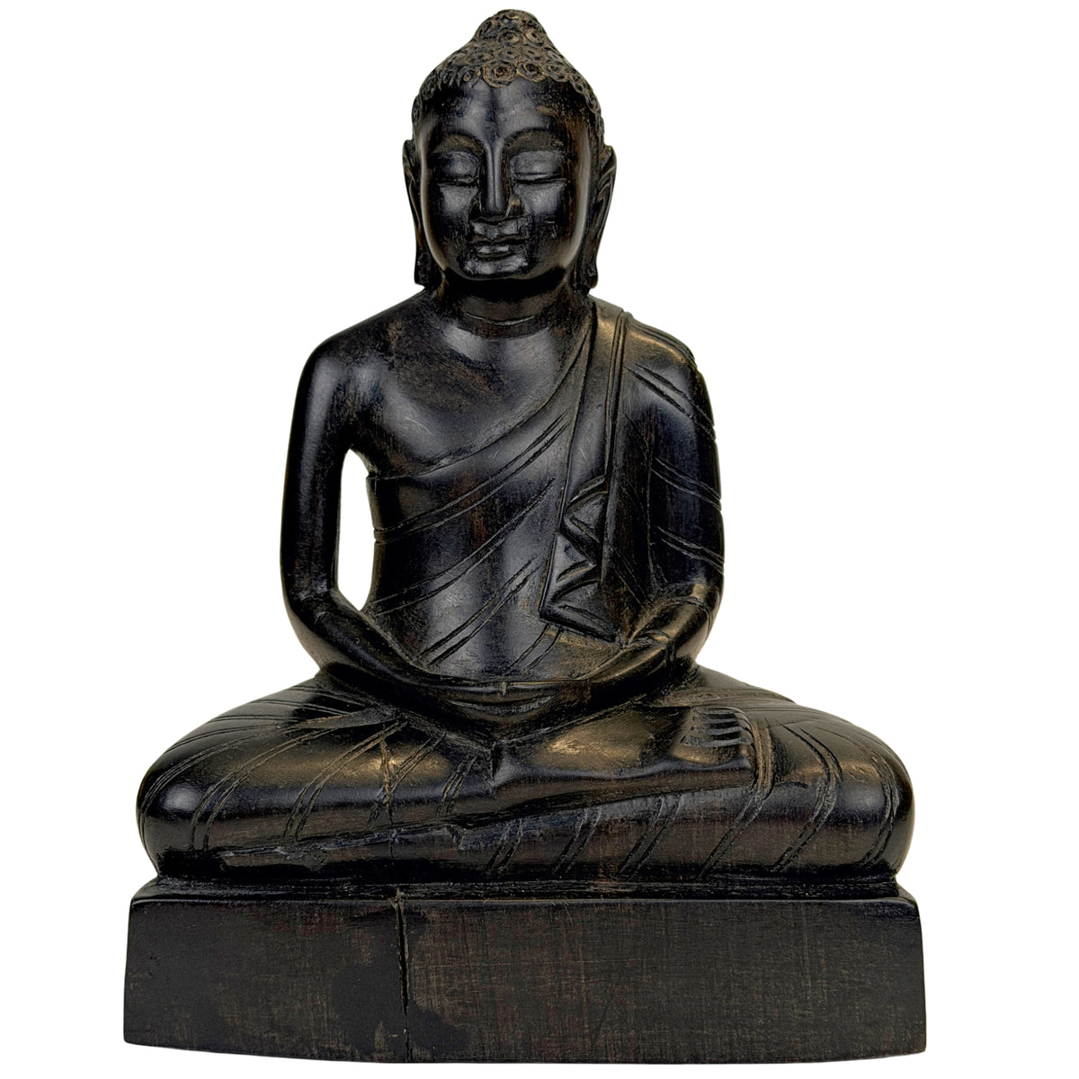 Sri Lankaanse houten meditatieboeddha in Dhyana mudra, midden 20e eeuw