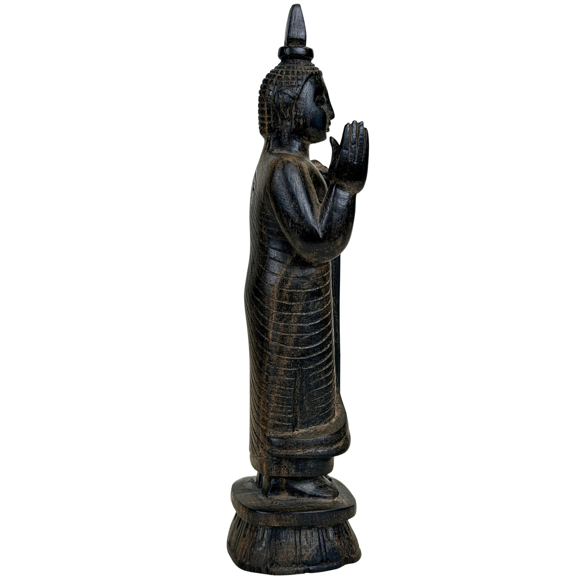 Sri Lankaanse Theravada Boeddha uit het paar met hoge vlamvormige ushnisha