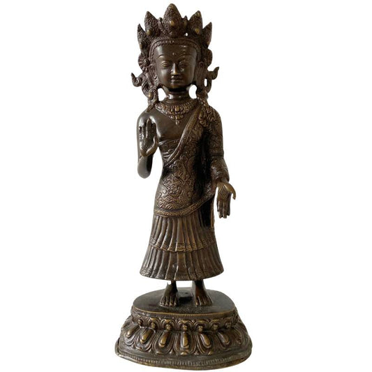 staand Dipankara boeddhabeeld in brons