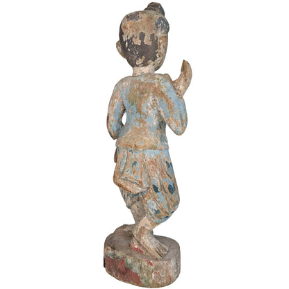 Staande houten figuur hoogte 34 cm met historisch karakter.