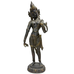 Antieke Staande Tara - Brons - Himalaya - 42 cm