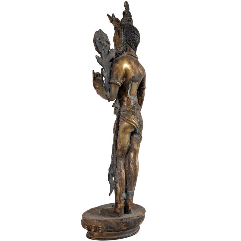 Tara brons vuurverguld Nepal antiek spiritueel kunstwerk met utpala lotus varada mudra
