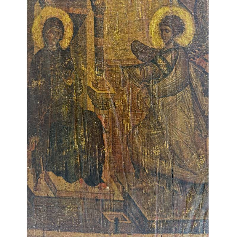 Oud-Cyrillische inscriptie Благовѣщеніе De Verkondiging van de Allerheiligste Moeder Gods