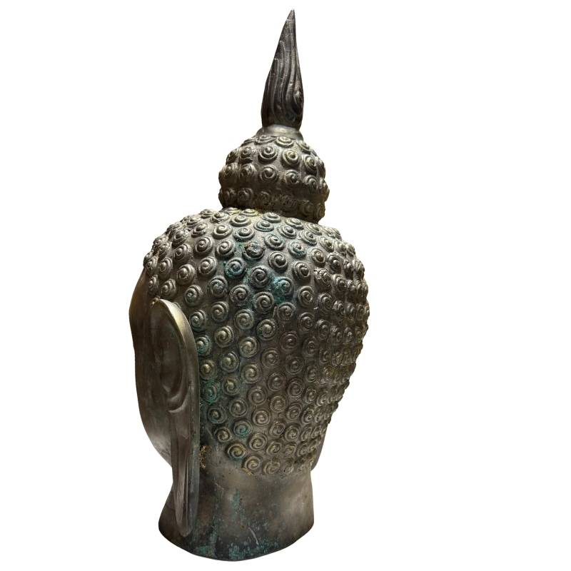 Bronzen Boeddhahoofd uit China vervaardigd voor gebruik in een tempelomgeving