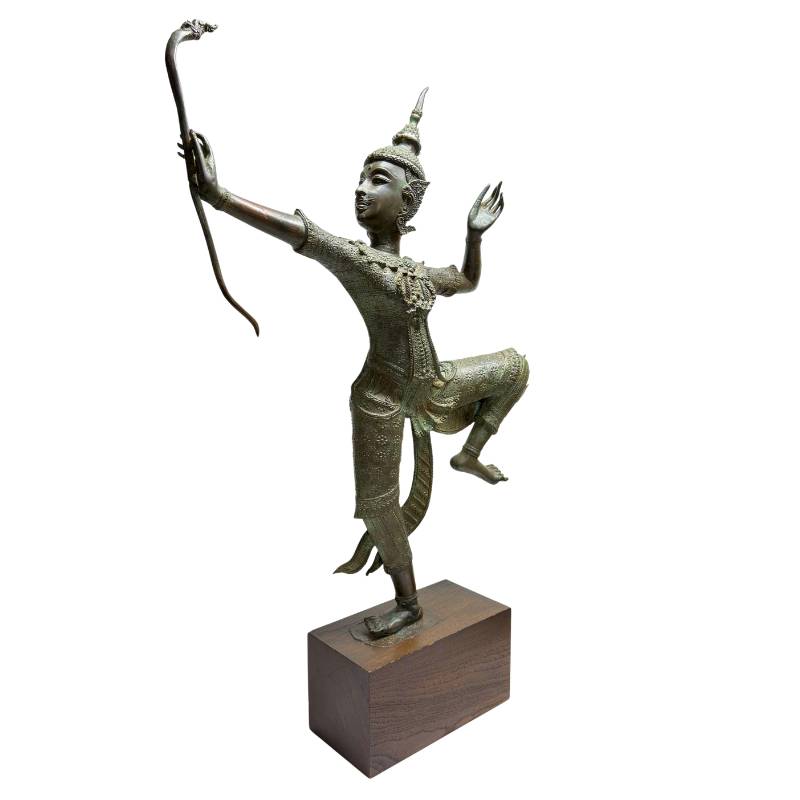 Thais bronzen Rama figuur in Ramakien stijl met verfijnde kostuumdetails