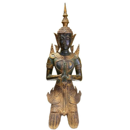 Antiek paar Thaise tempelwachters van brons met traditionele vormgeving