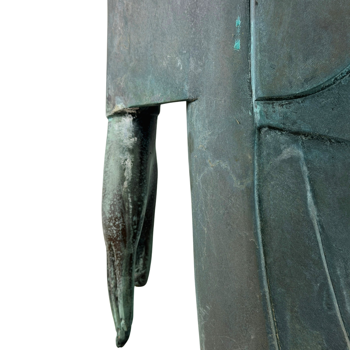 Detail van de neerhangende hand aan de achterzijde