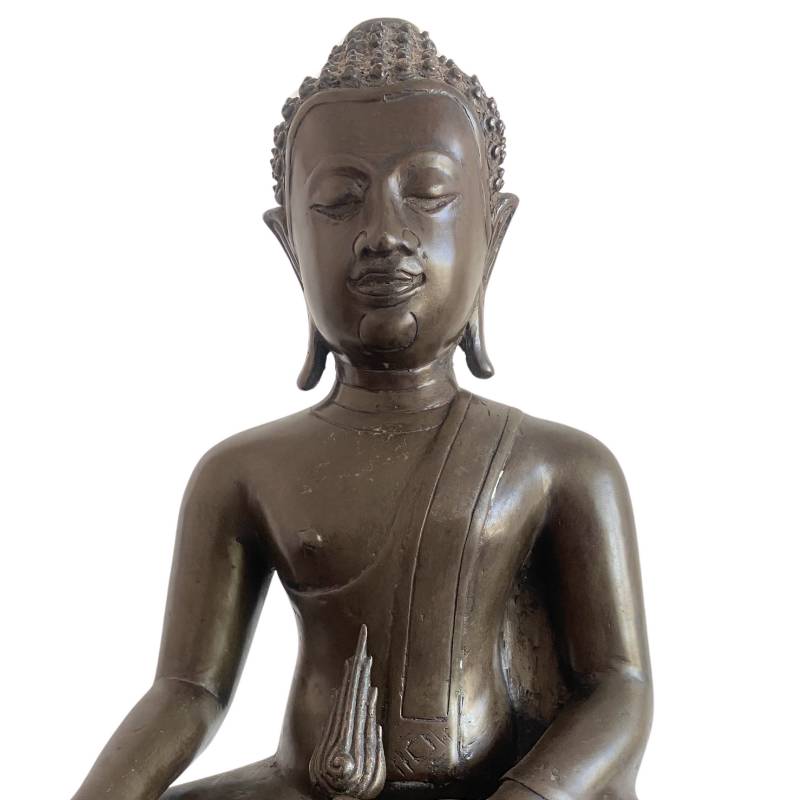 Thaise bronzen Boeddha in bhumisparsha mudra uit de Rattanakosin-periode