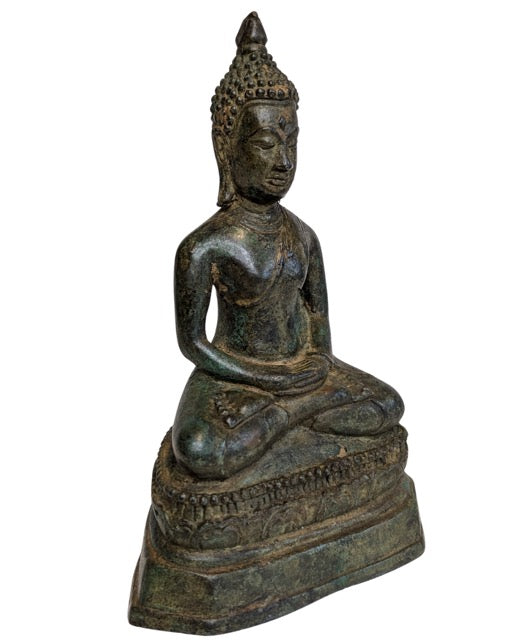 Thais bronzen Boeddhabeeld met natuurlijke patina
