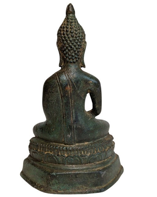 Thais bronzen Boeddhabeeld uit Thailand in meditatiehouding