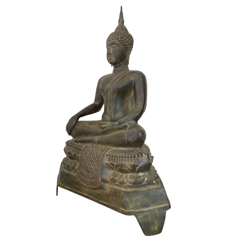 Zittend antiek Boeddhabeeld uit Thailand