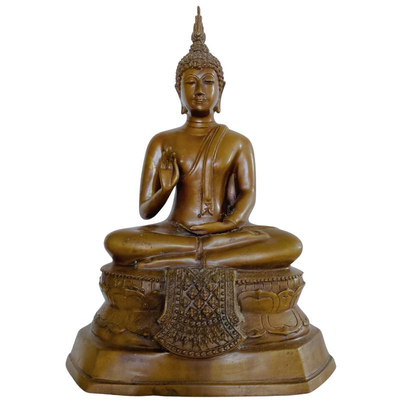 Thaise bronzen Boeddha met patina en resten van goud