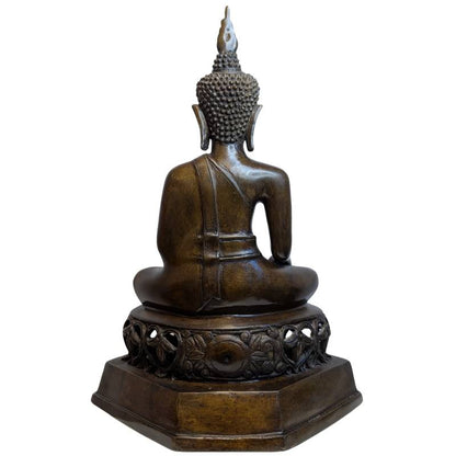 Thaise bronzen Boeddha sculptuur eind 19e eeuw in bhumisparsha mudra
