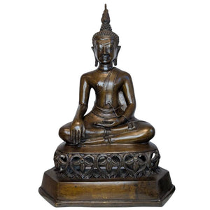 Zittende Thaise bronzen Boeddha in Bhumisparsha mudra Lot 119