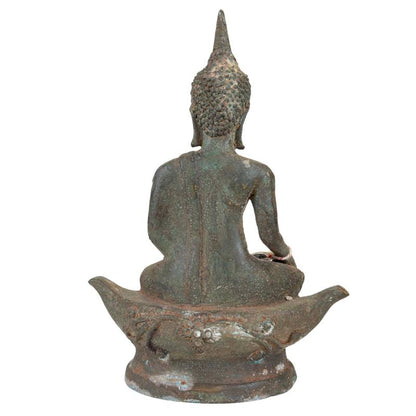 Thaise bronzen Boeddha met diepe rood en groene patina