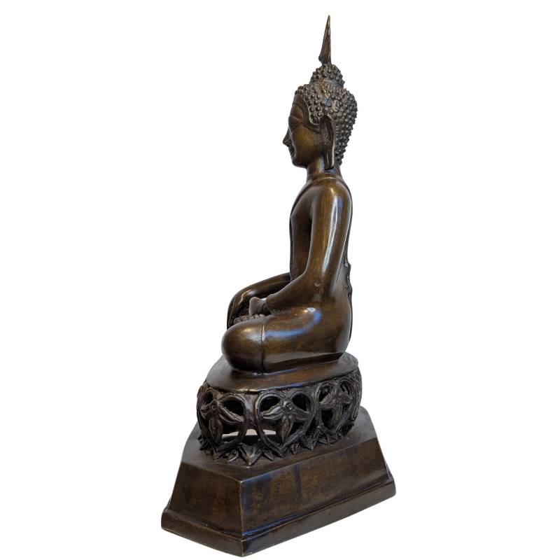 Oude Thaise bronzen Boeddha ca. 1900 in bhumisparsha mudra