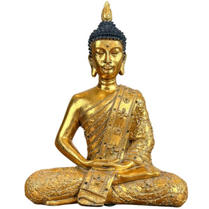 Thaise houten zittende Boeddha, dhyana mudra, verguld, 20e eeuw