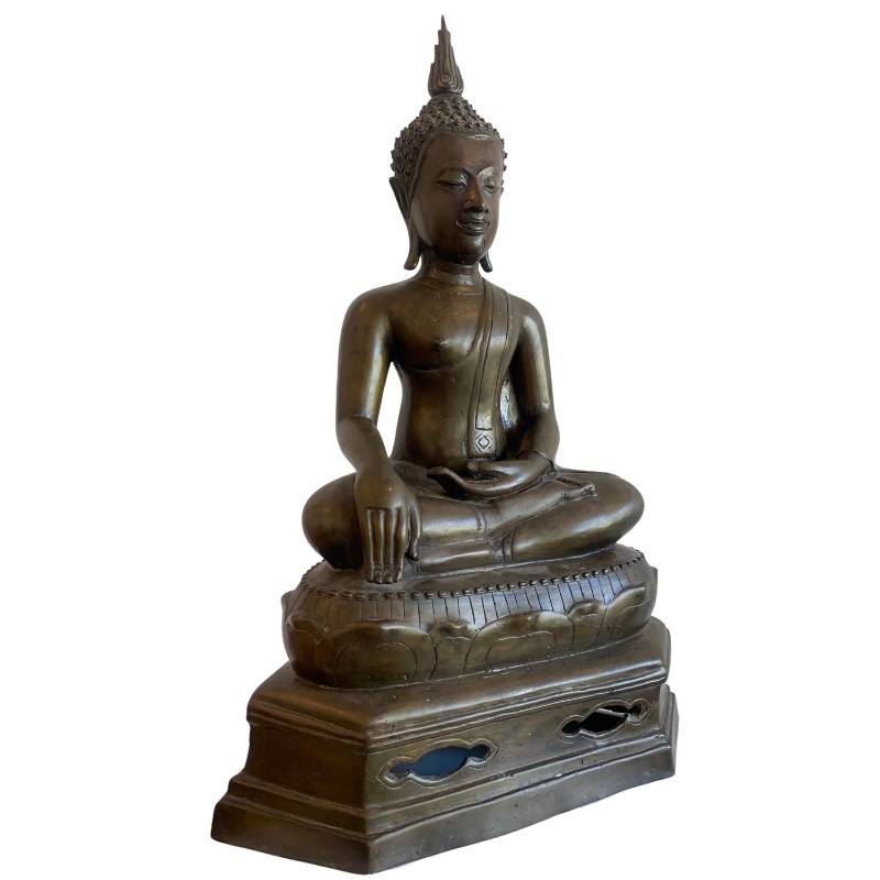 Thaise bronzen tempel-Boeddha in bhumisparsha mudra