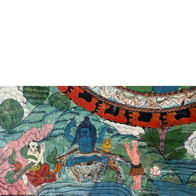 Thangka schildering uit de Himalaya gebruikt in spirituele praktijk