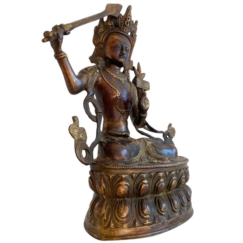 Tibetaans bronzen Manjushri beeld uit de Himalaya traditie