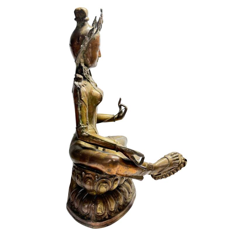 Kloosterlijk Tibetaans Tara-beeld in vuurverguld brons