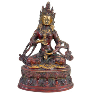 Tibetaans Vajrasattva Beeld Brons Himalaya Tweekleurige Patina 22 cm