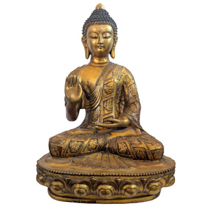Monumentale Vuurvergulde Boeddha – Tibetaanse-Rattanakosin Stijl – 44 cm / 6.4 kg