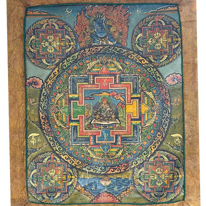 Tibetaanse mandala thangka met Padmasambhava omringd door boeddhistische figuren