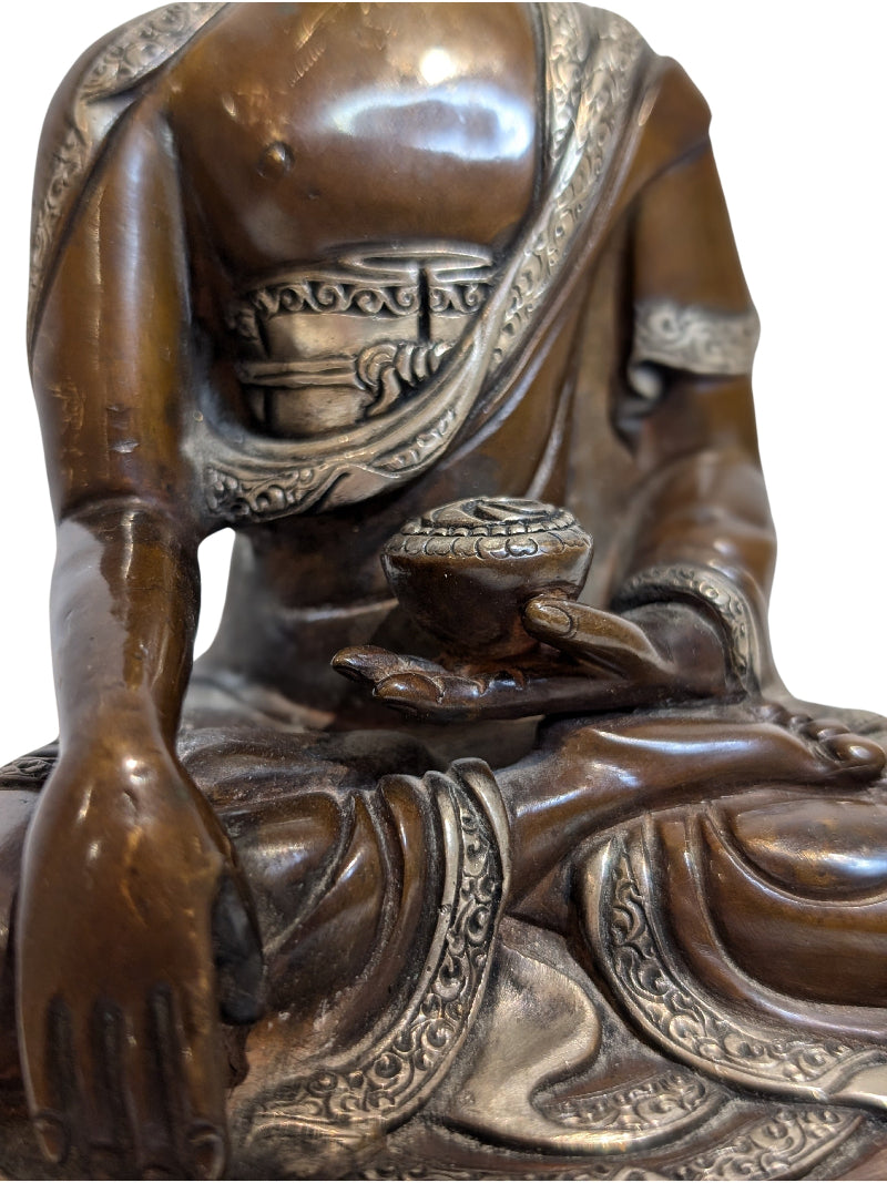 Tibetaanse Medicijn Boeddha Bhaisajyaguru, bronzen tempelbeeld