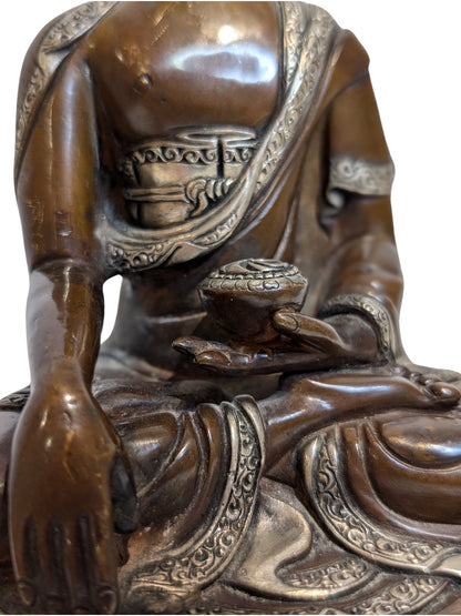 Tibetaanse Medicijn Boeddha Bhaisajyaguru, bronzen tempelbeeld
