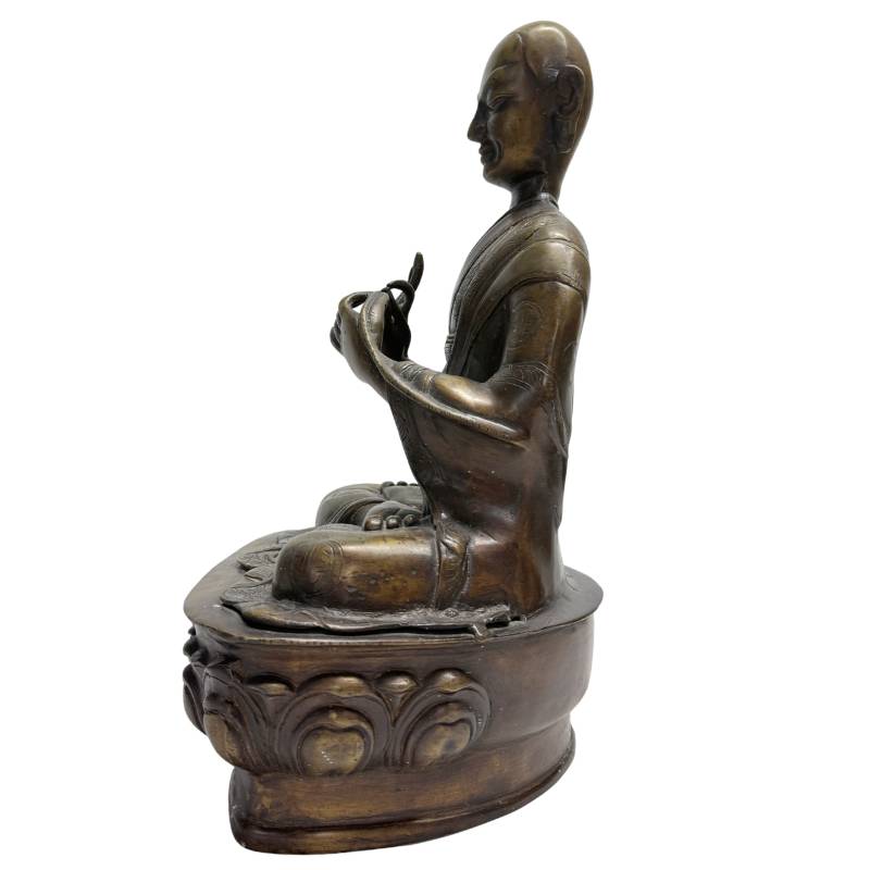 Antiek bronzen beeld van een Tibetaanse monnik