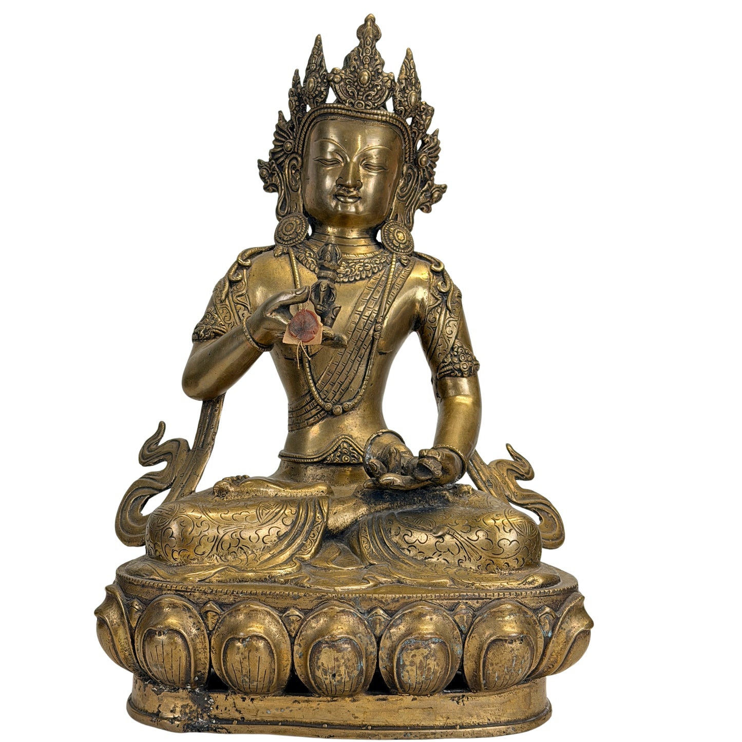Monumentale Tibetaanse Vajrasattva van vuurverguld brons uit de 19e eeuw